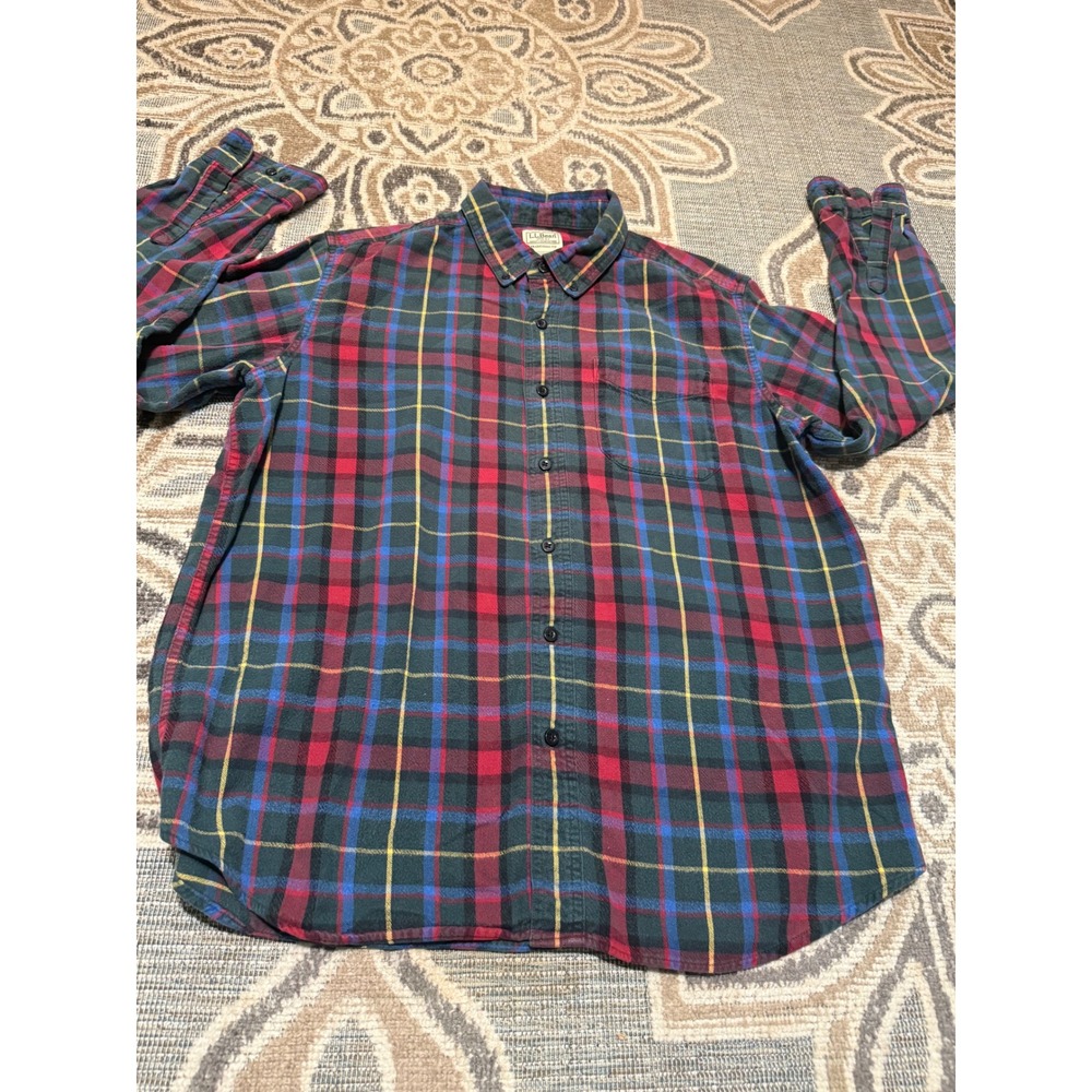 LL Bean Mens Large Plaid Button Down Shirt Traditional Fit 100% Cotton 228061